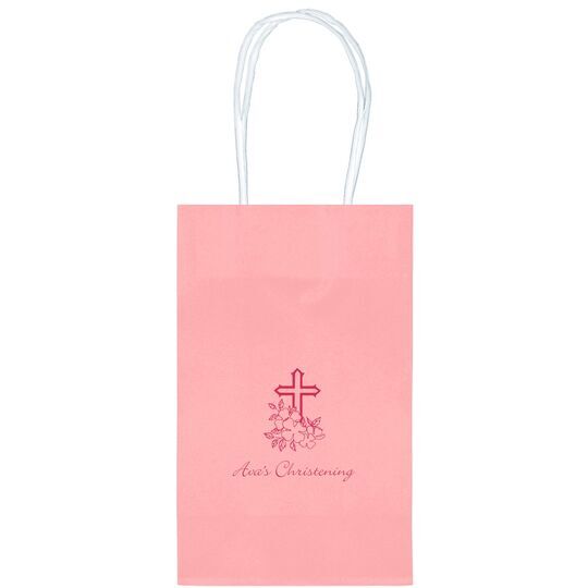 Floral Cross Medium Twisted Handled Bags